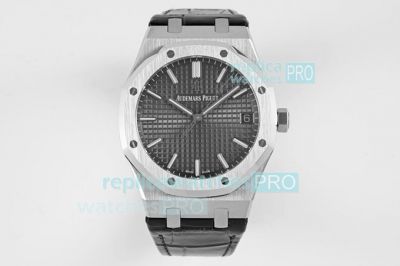 BF Factory Swiss Replica AP Royal Oak 15500 Watch SS Grey Dial Black Leather Strap 41MM